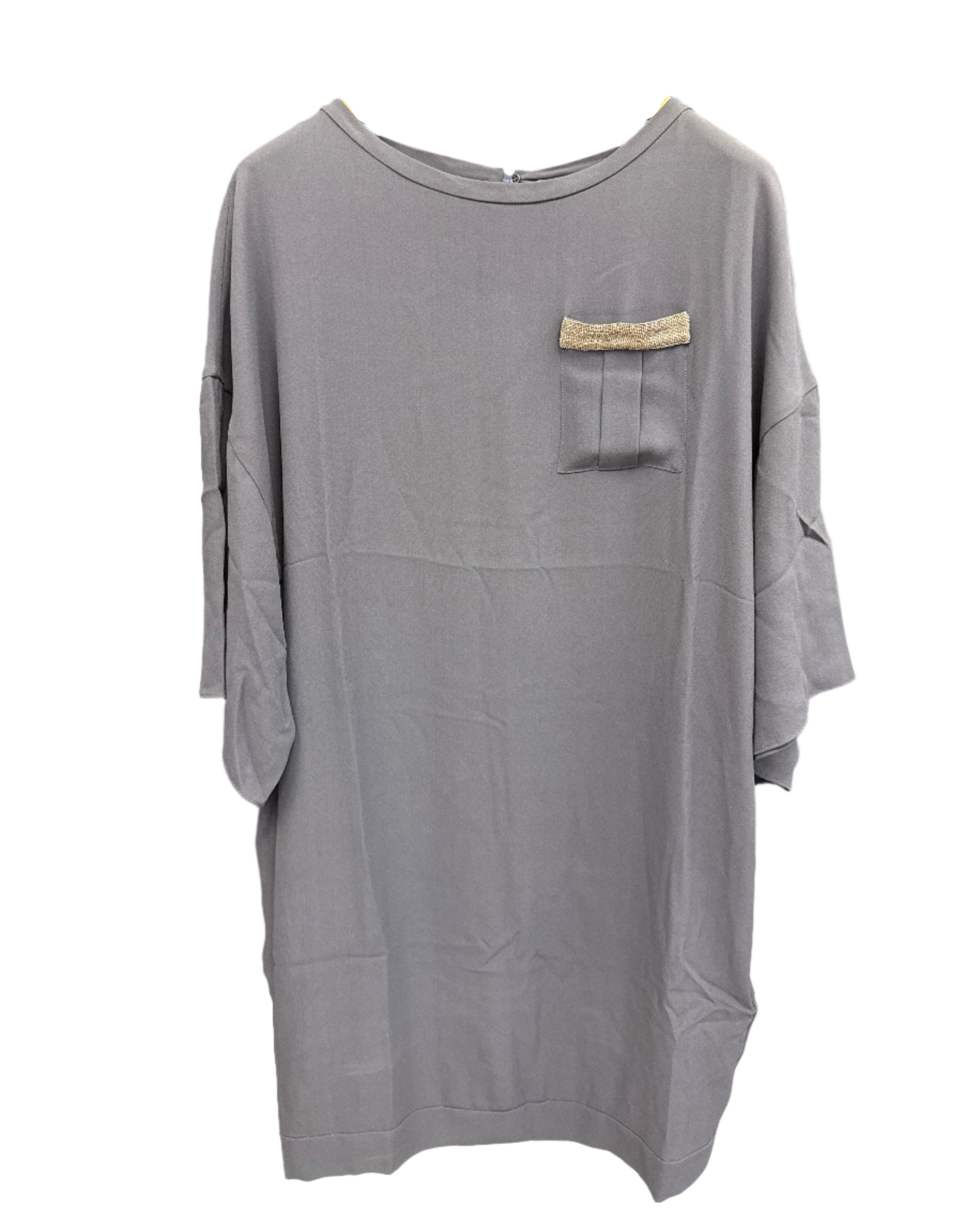 Brunello Cucinelli Fine Knit Round-Neck Embellished Pocket Dress