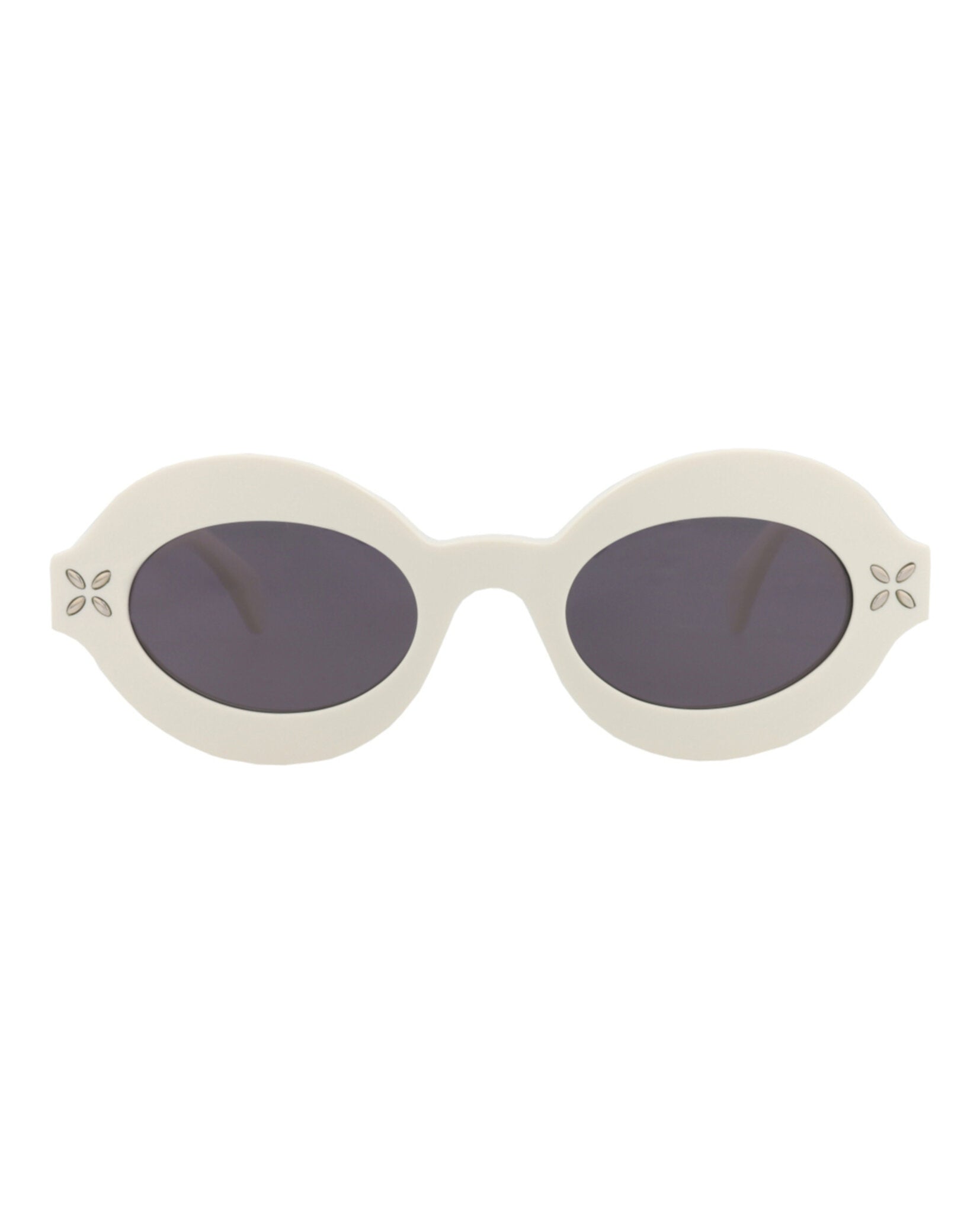 Alaia Womens Round/Oval Ivory Ivory Grey Fashion Designer Eyewear