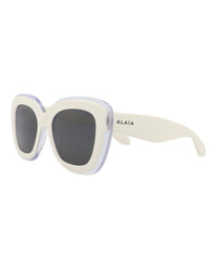 Alaia Alaia Womens Square/Rectangle White White Grey Fashion Designer Eyewear
