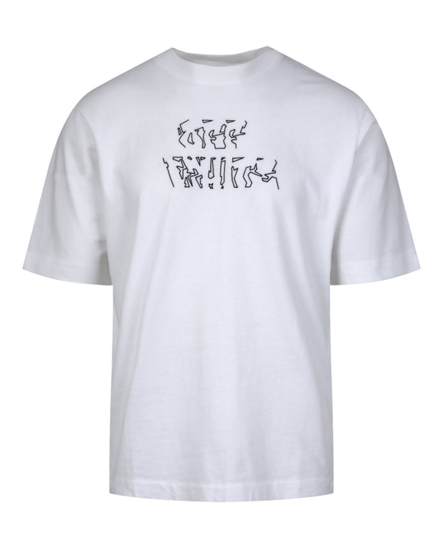Off-White Mens Embroidered Logo Crewneck T-Shirt