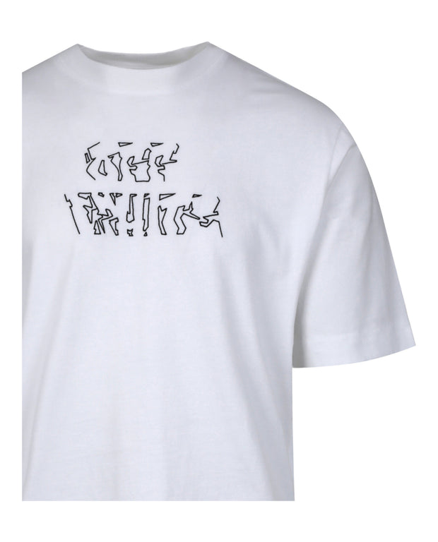 Off-White Mens Embroidered Logo Crewneck T-Shirt