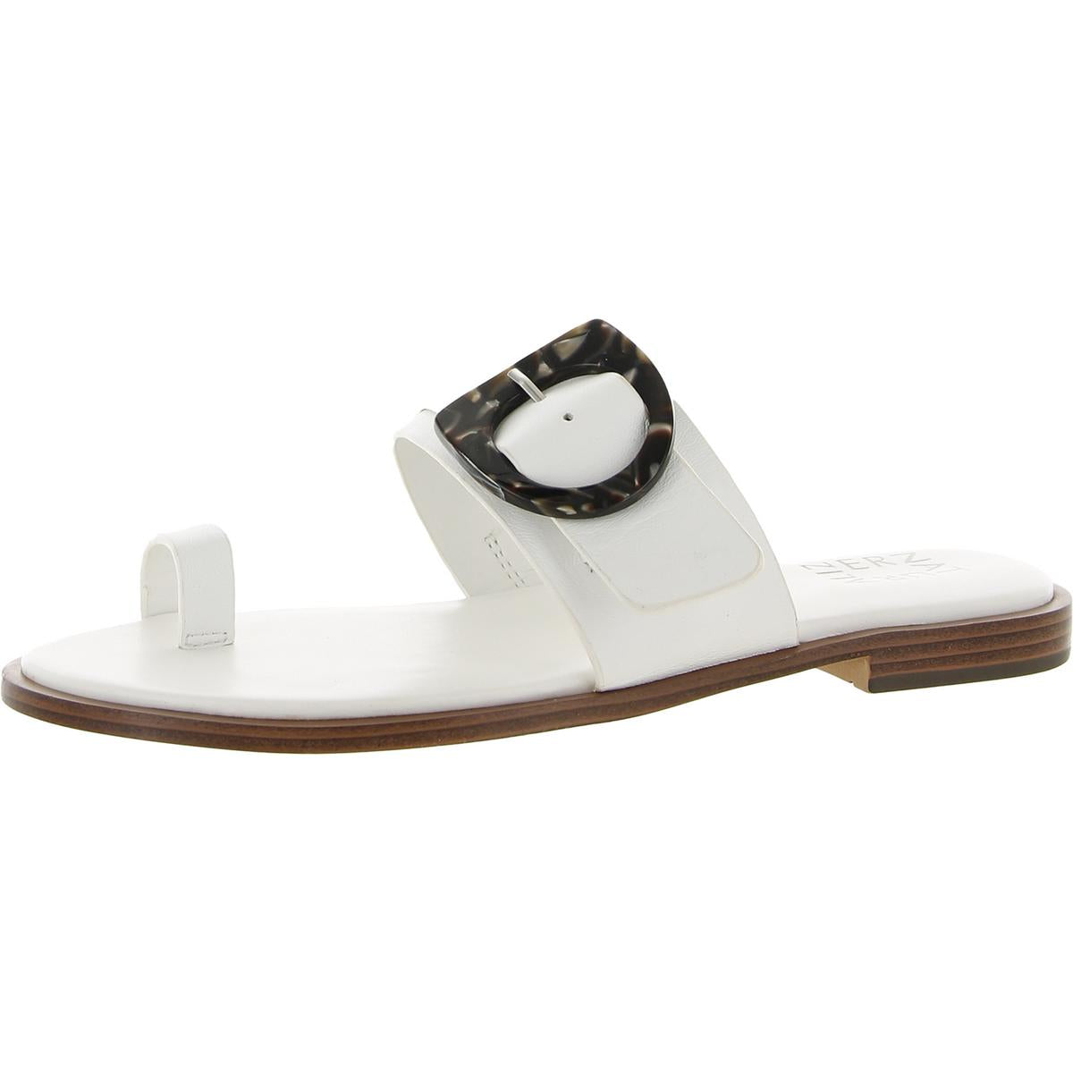 Finola Womens Leather Slide Sandals White