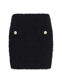 Balmain Women Tweed Mini Skirt With Logo Buttons