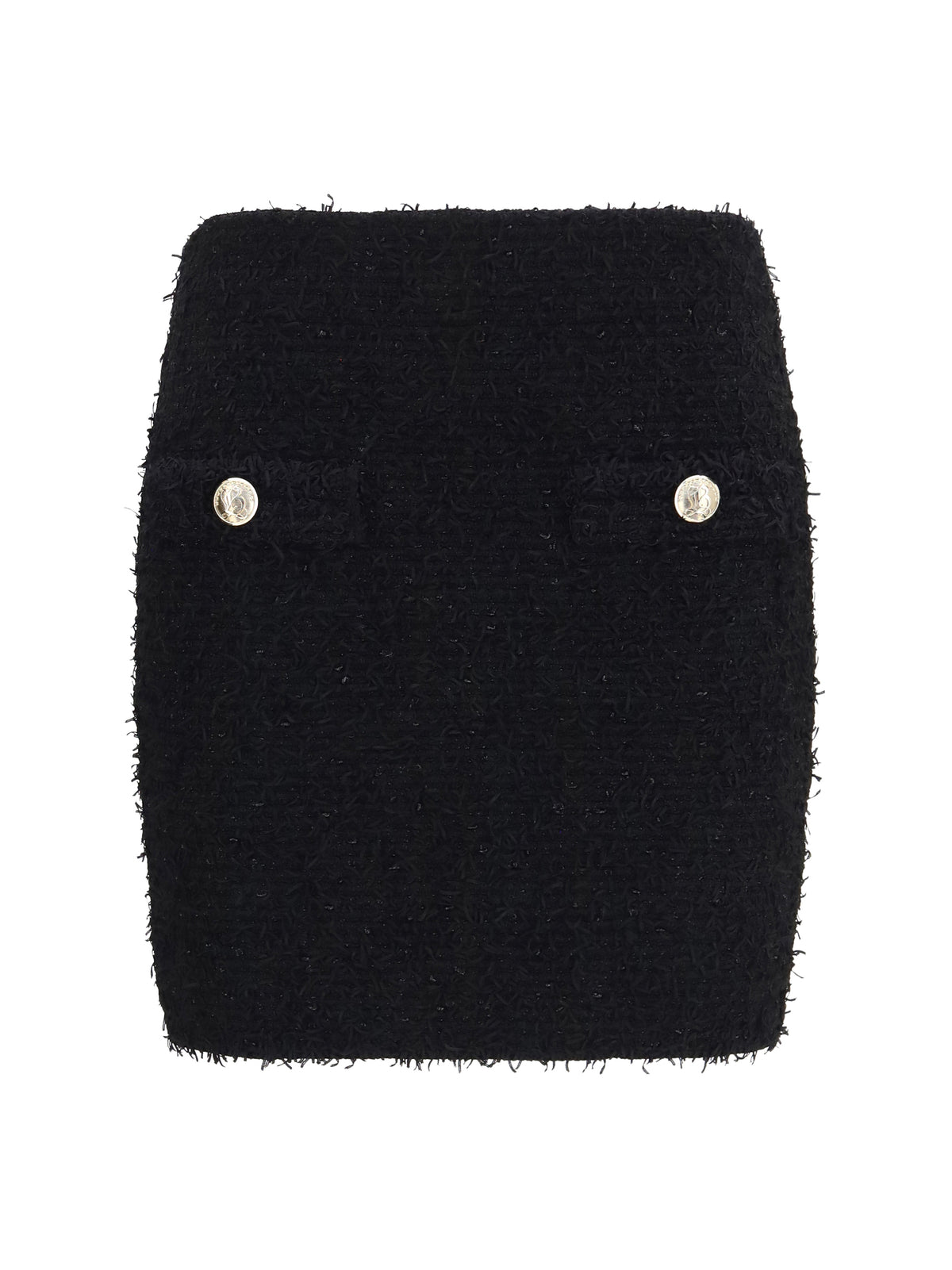 Balmain Women Tweed Mini Skirt With Logo Buttons
