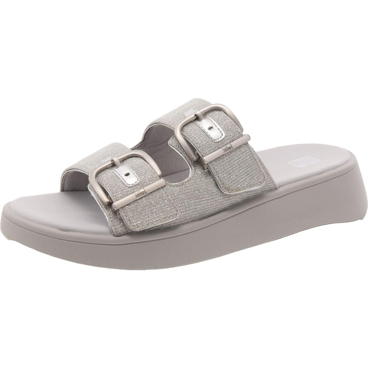 F-Mode Womens Glitter Buckle Mule Sandals