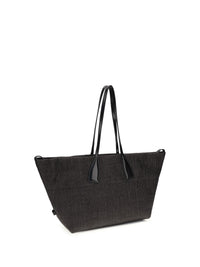 BALMAIN Balmain Women Track Shoulder Bag In Leather And Raffia