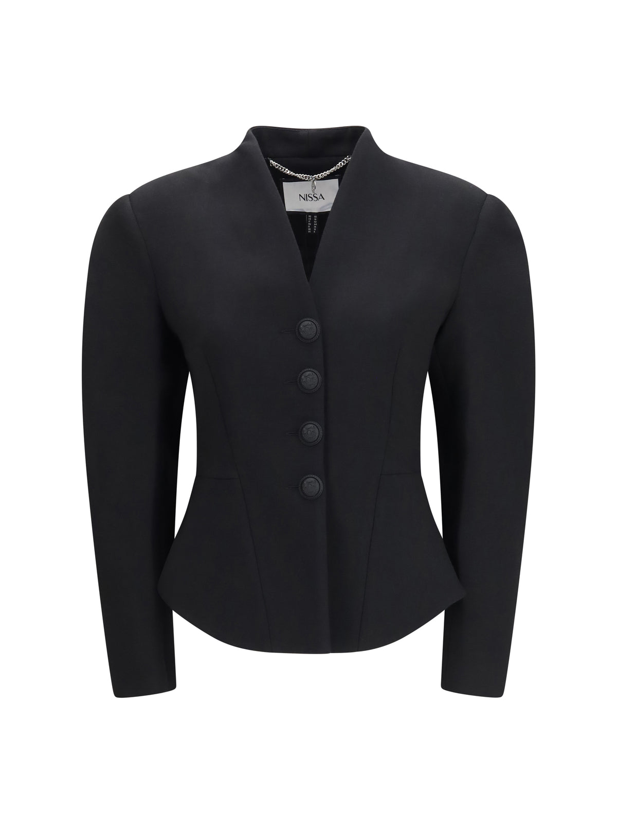 Nissa Women Tailored Wool-Blend V-Neck Jacket
