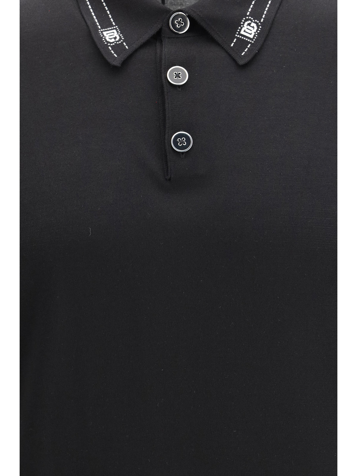 Dolce & Gabbana Men Silk Polo With Collar And Short Sleeves