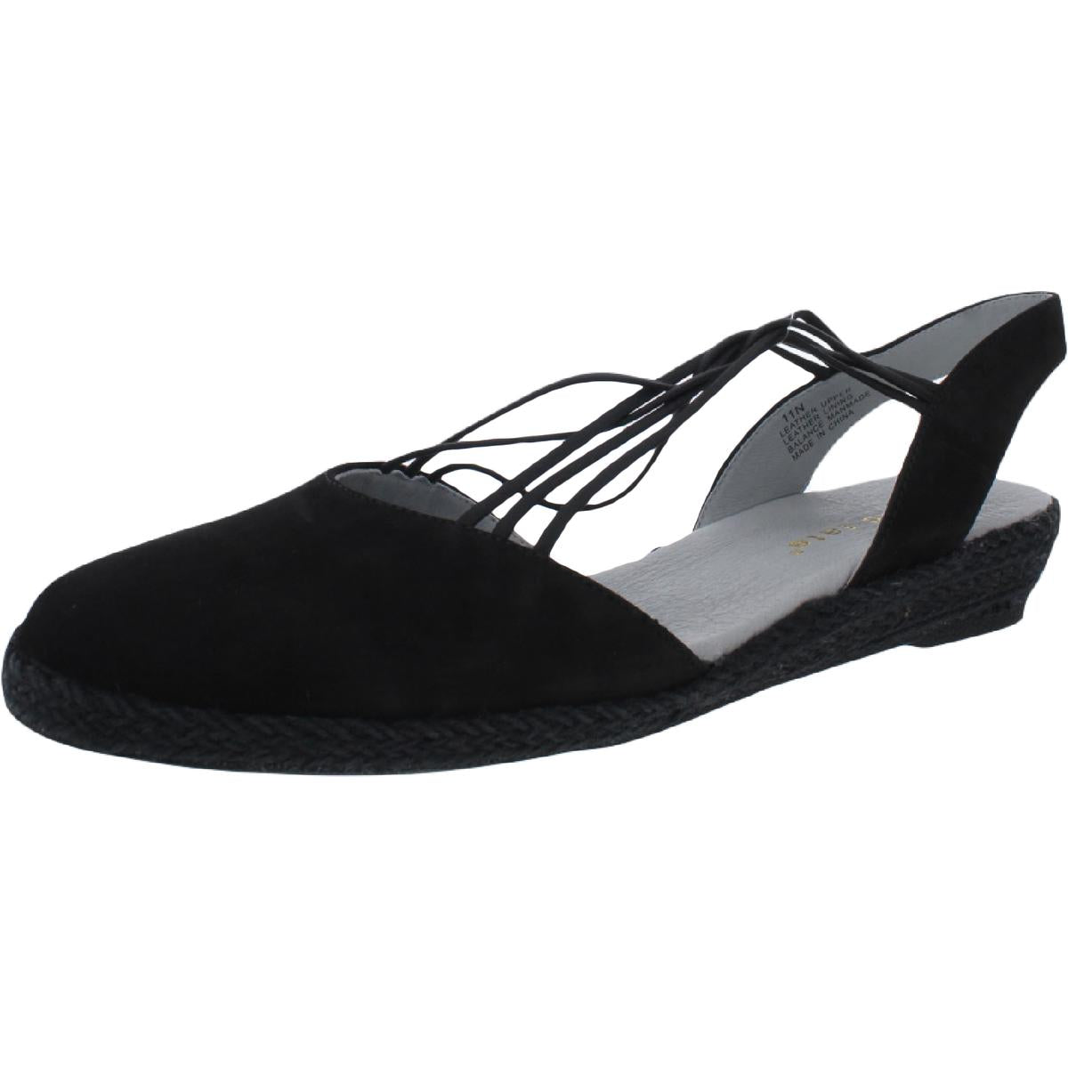Miracle Womens Strappy Flats Espadrilles Black Nubuck