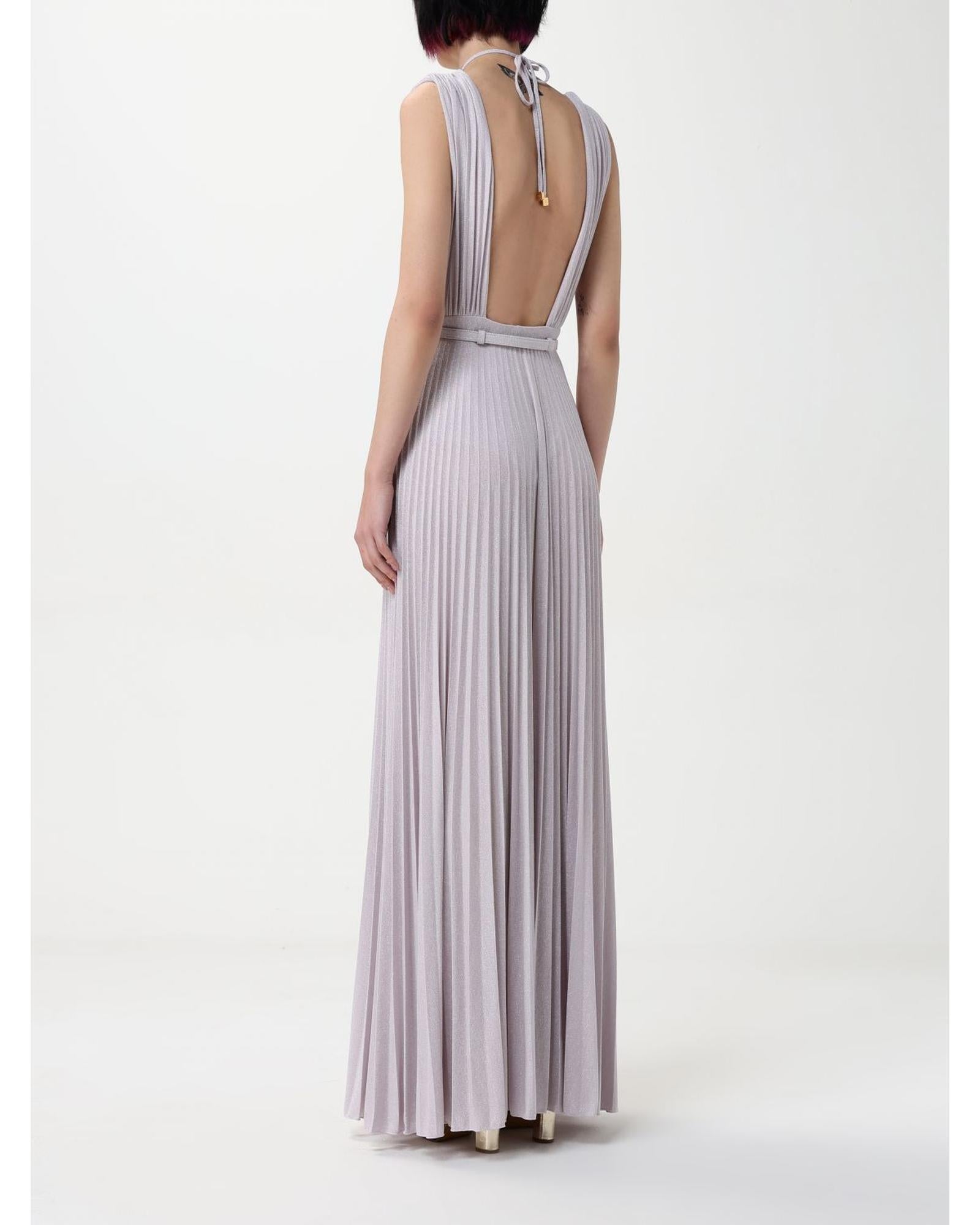ワンピース ELISABETTA FRANCHI Woman Dress Violet AB628 AS6 Elisabetta Franchi Pleated Maxi Dress Keyhole Neckline Women