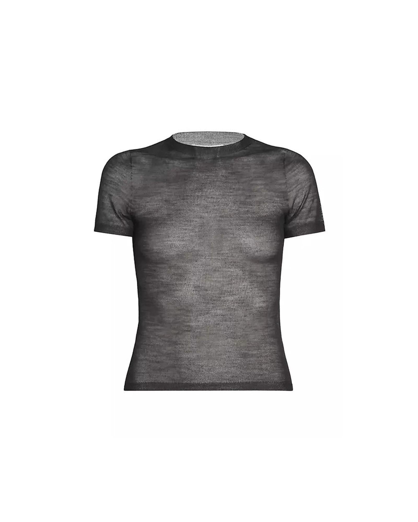 Acne Studios Knit Tee Sheer Women Black T-Shirts