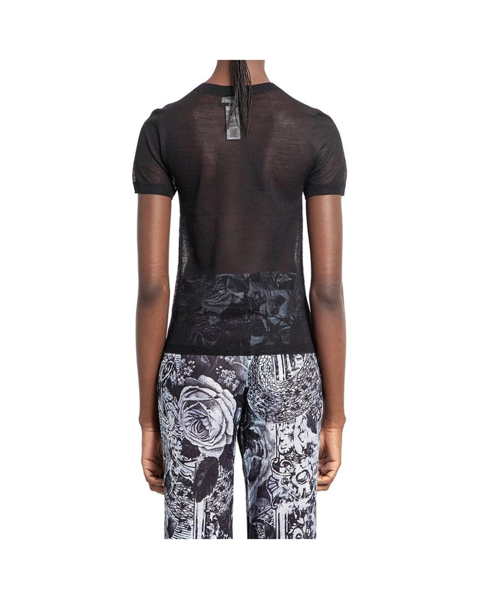Acne Studios Knit Tee Sheer Women Black T-Shirts