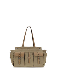 Prada Men Route Tote Bag In Canvas And Leather