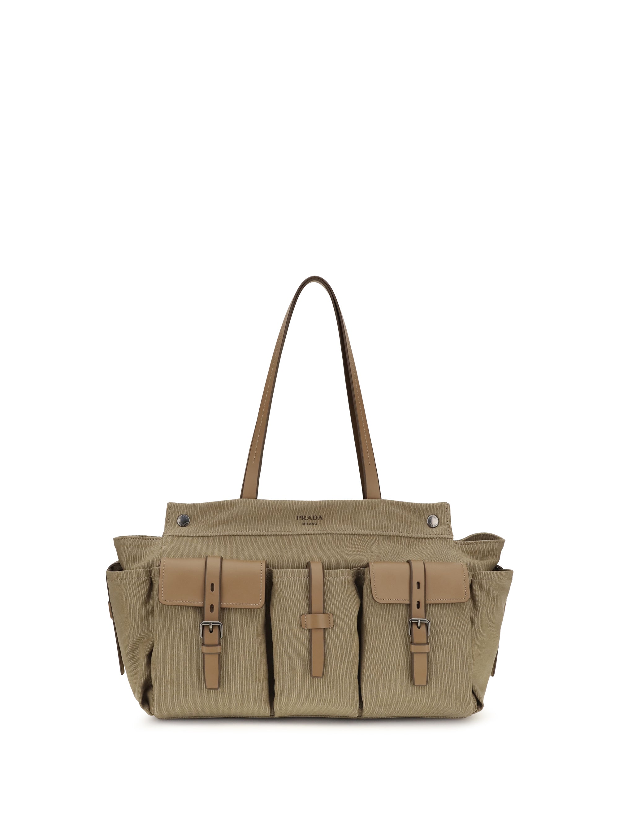 Prada Men Route Tote Bag In Canvas And Leather