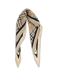 Burberry Women Check Silk Scarf With Knight Stamp