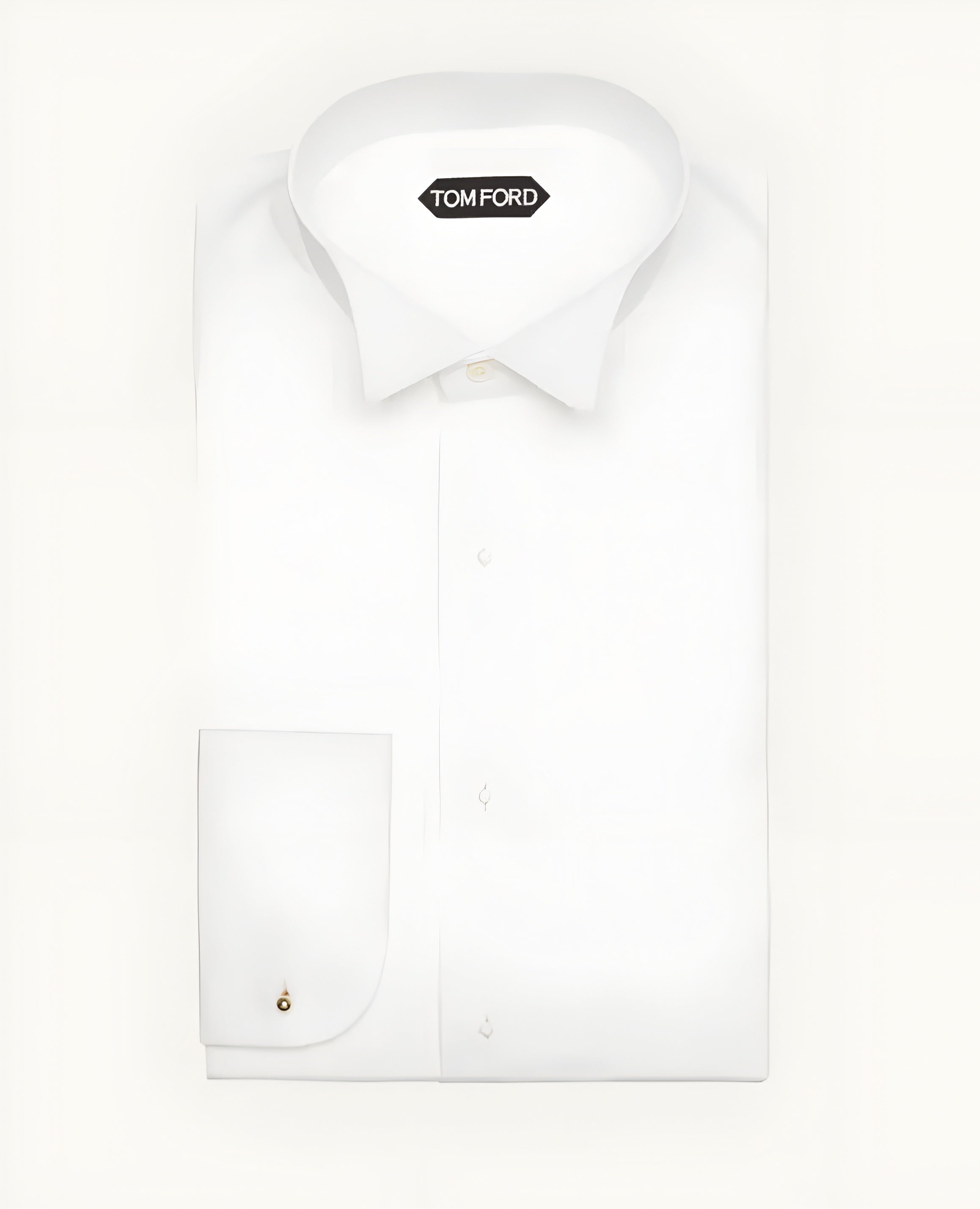 Tom Ford Cotton French-Cuff Tuxedo Shirt White