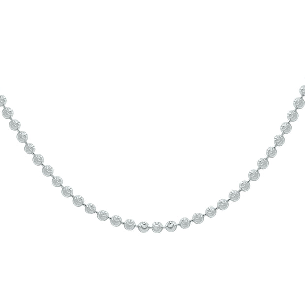 Sterling Silver 2.5Mm Moon-Cut Bead Chain With Lobster Clasp - 18 Inch
