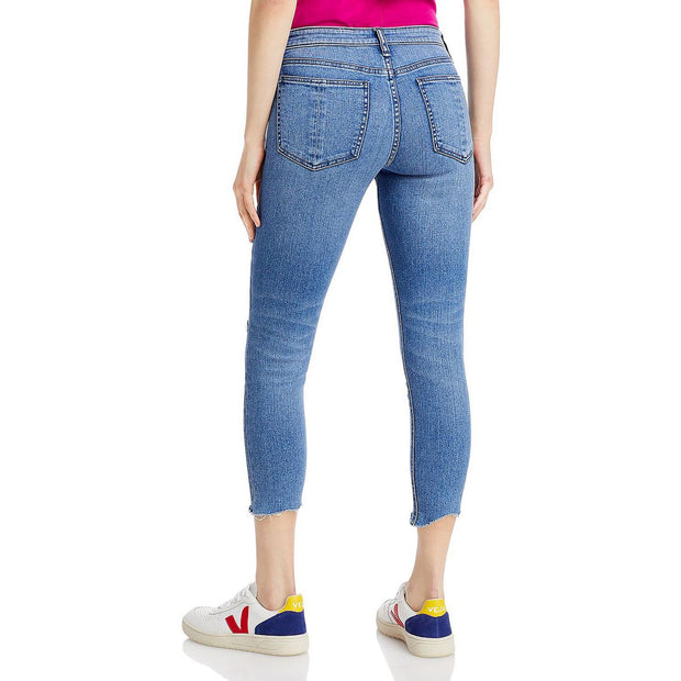 Womens Distressed Mid-Rise Cropped Jeans