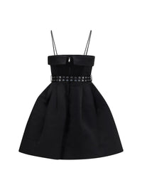 Ganni Women Short Satin Dress With A Full Skirt