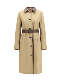 Jacob Cohen Women Reversible Cotton Gabardine And Cashmere Pied-De-Poule Trench Coat