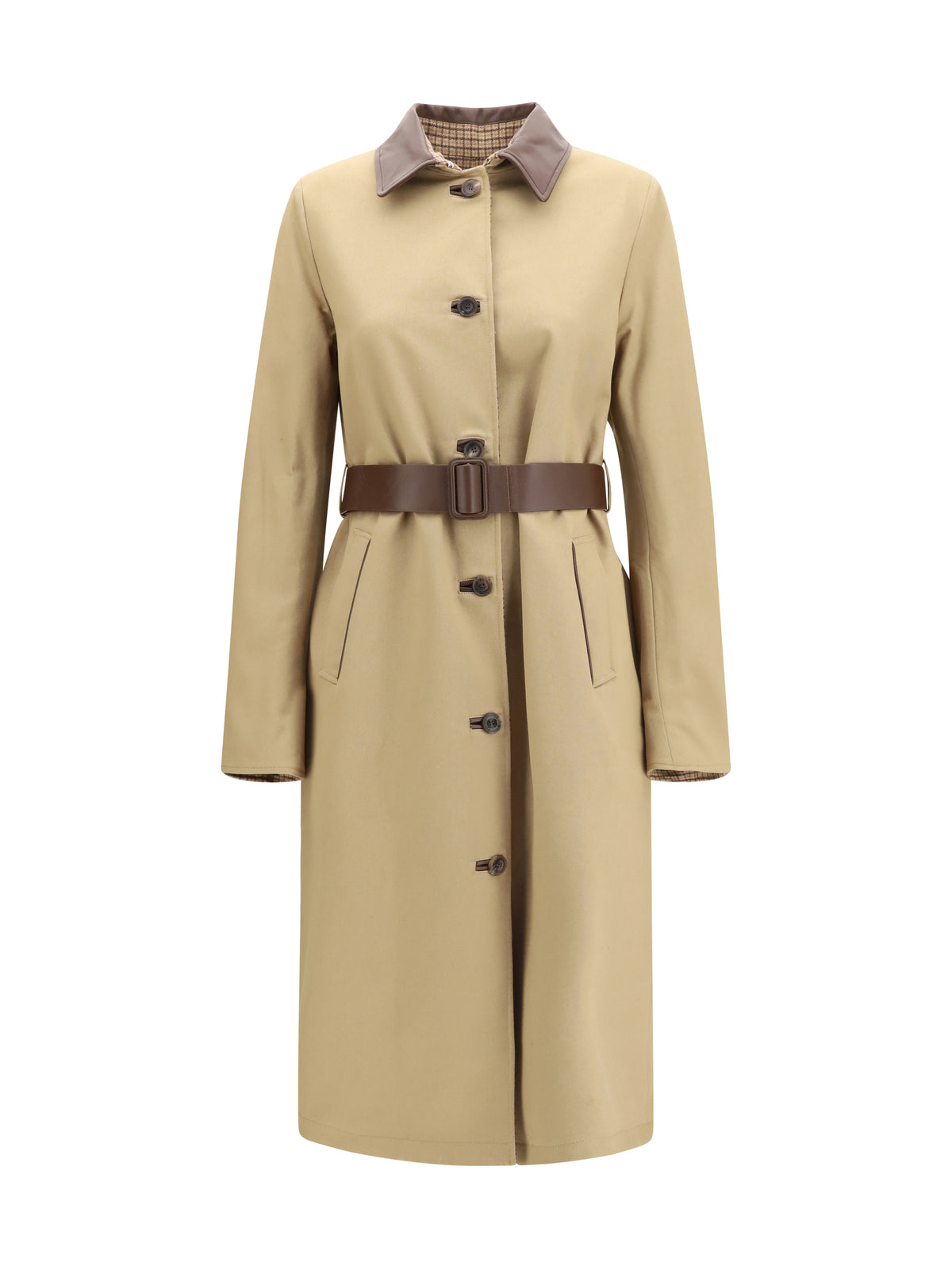Jacob Cohen Women Reversible Cotton Gabardine And Cashmere Pied-De-Poule Trench Coat