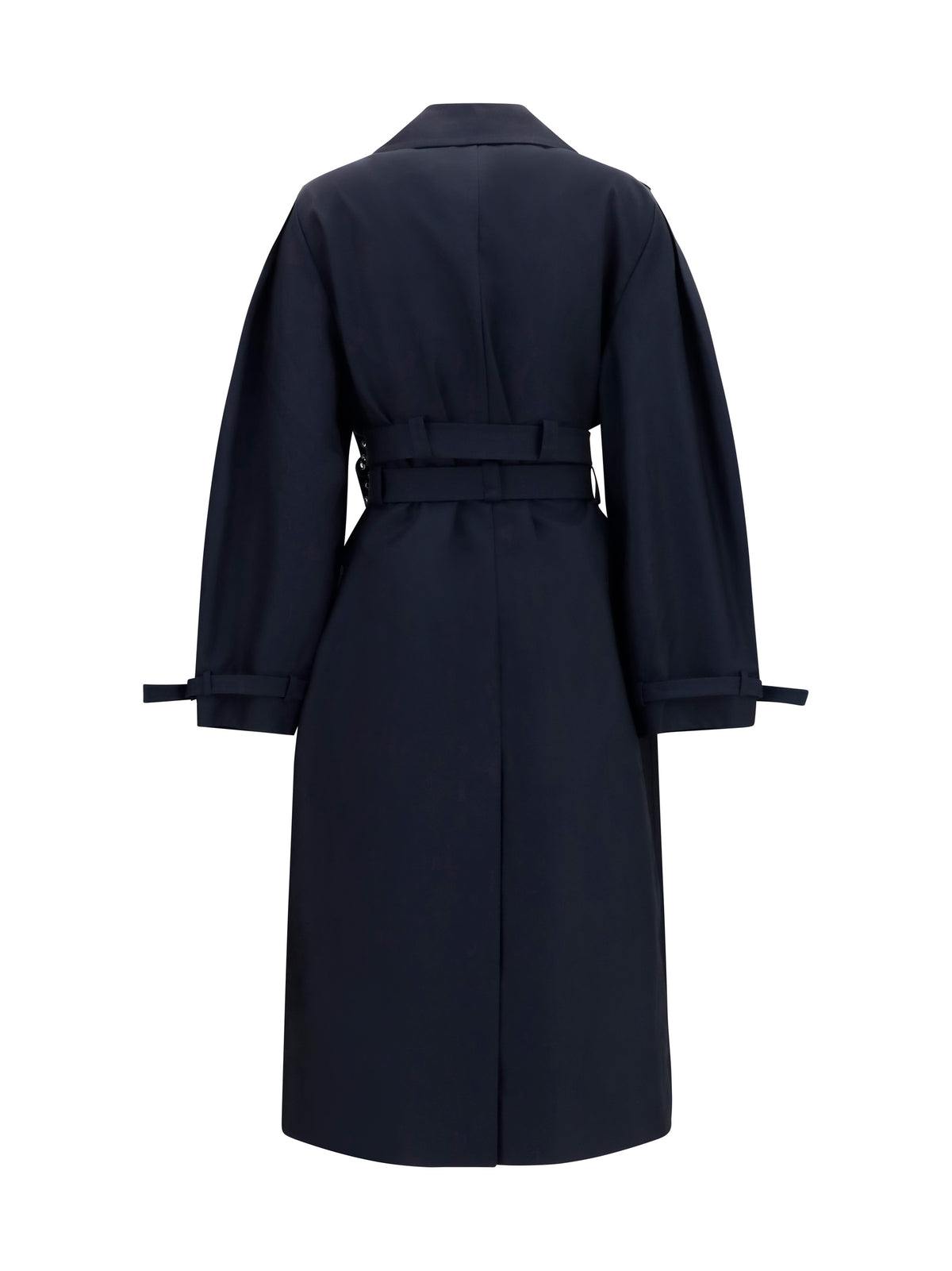 GANNI Ganni Women Double-Breasted Cotton Trench Coat With Double Belt