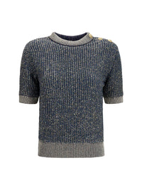 BALMAIN Balmain Women Short-Sleeve Sequined Sweater With Buttons
