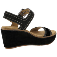 Aisley Orchid Womens Suede Ankle Strap Wedge Sandals