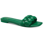 Partee Womens Faux Leather Slip On Slide Sandals