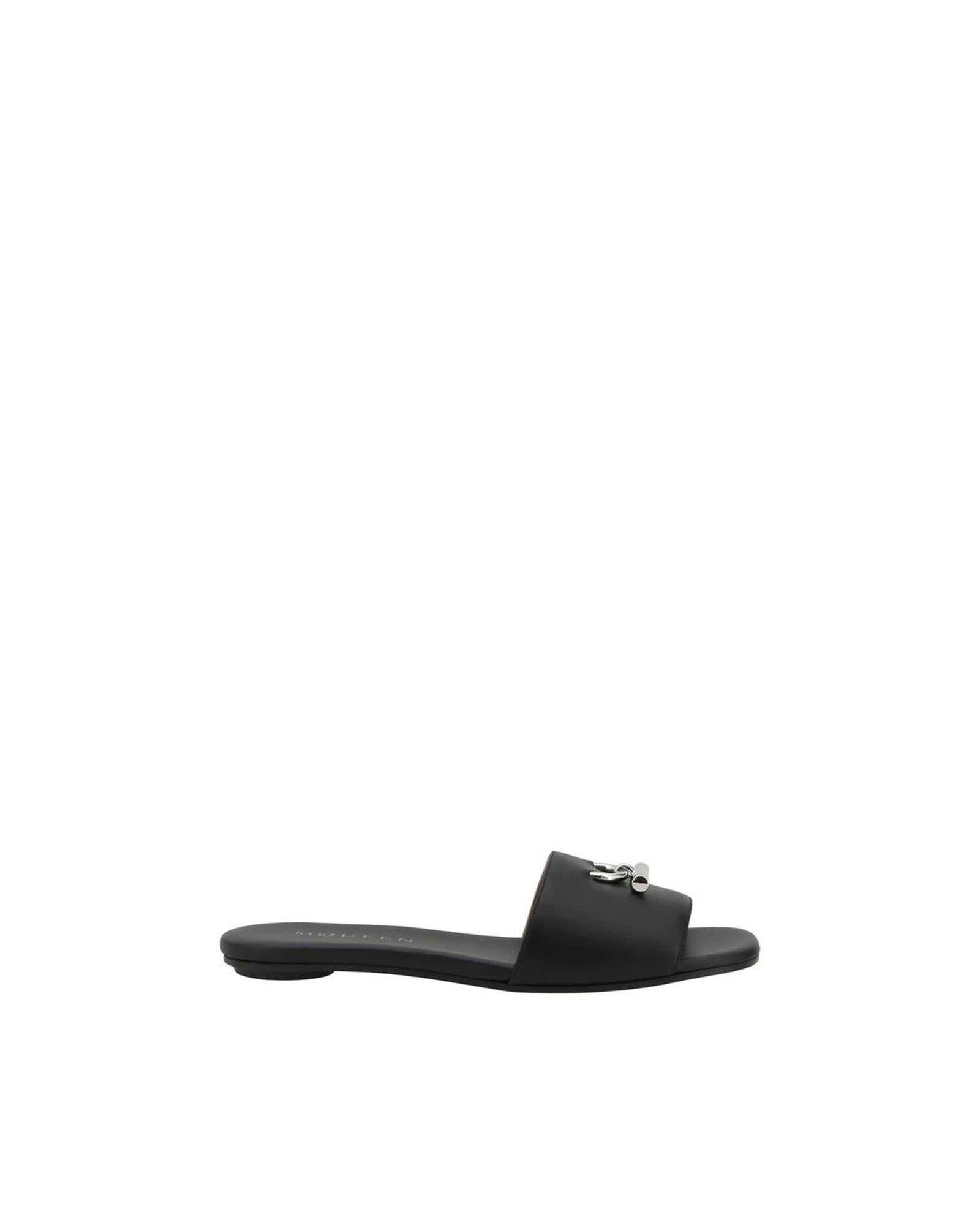 Alexander McQueen Leather Slides Model Black Women Sandals