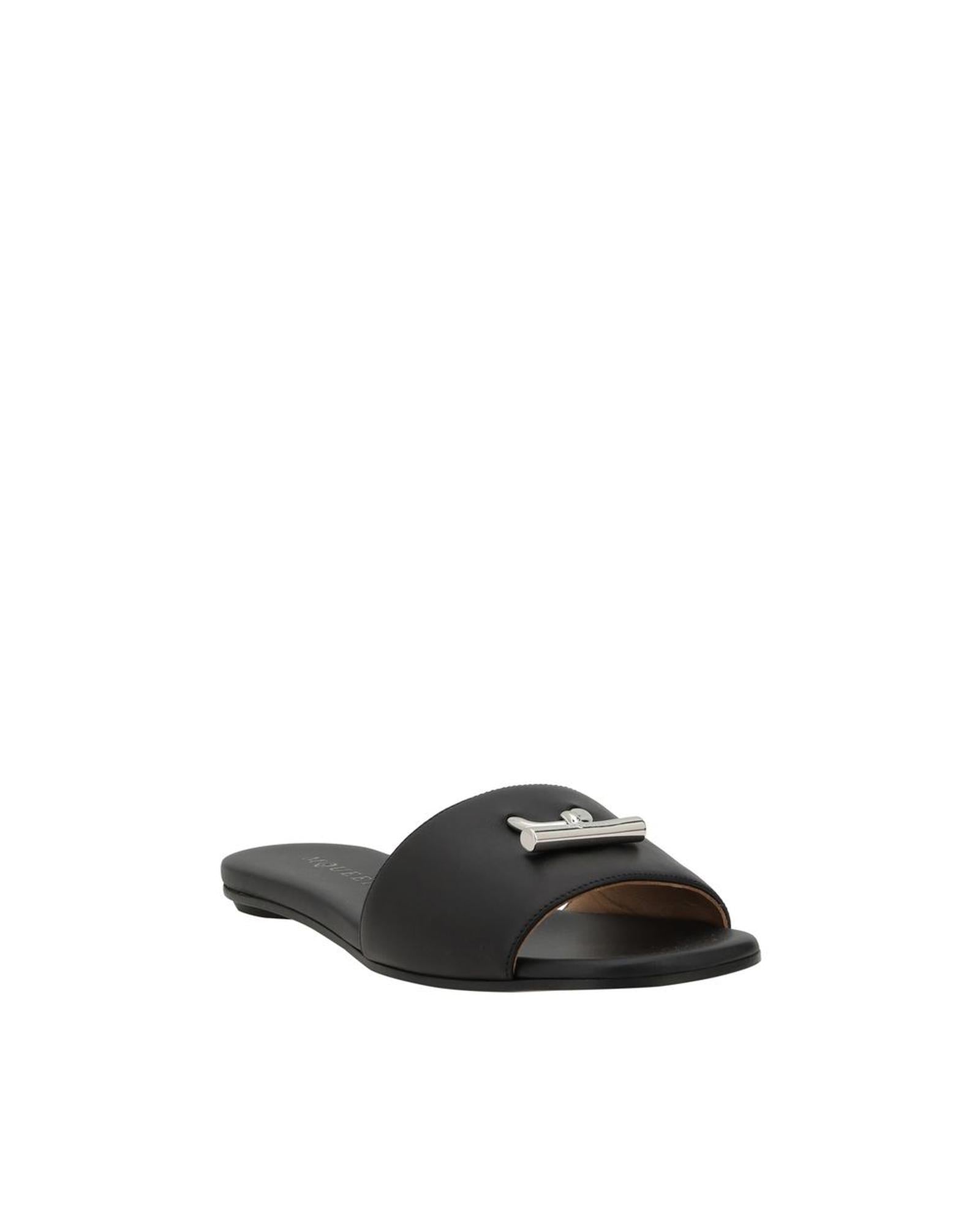 Alexander McQueen Leather Slides Model Black Women Sandals