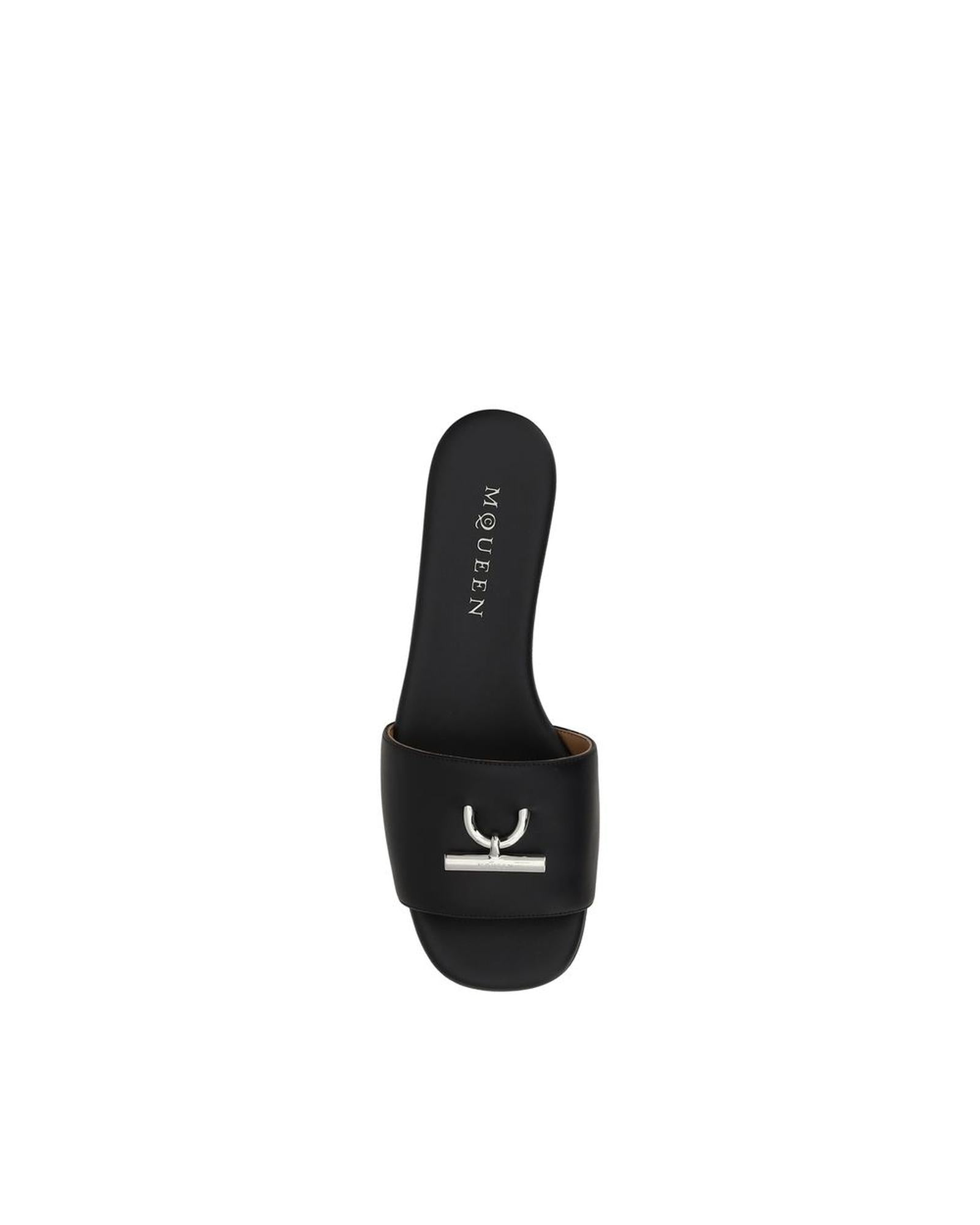 Alexander McQueen Leather Slides Model Black Women Sandals