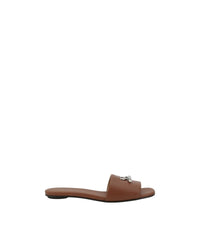 Alexander McQueen Leather Slide Sandals Tan Leather Women Brown Brown