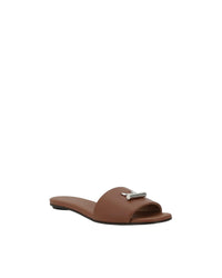 Alexander McQueen Leather Slide Sandals Tan Leather Women Brown
