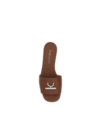 Alexander McQueen Leather Slide Sandals Tan Leather Women Brown