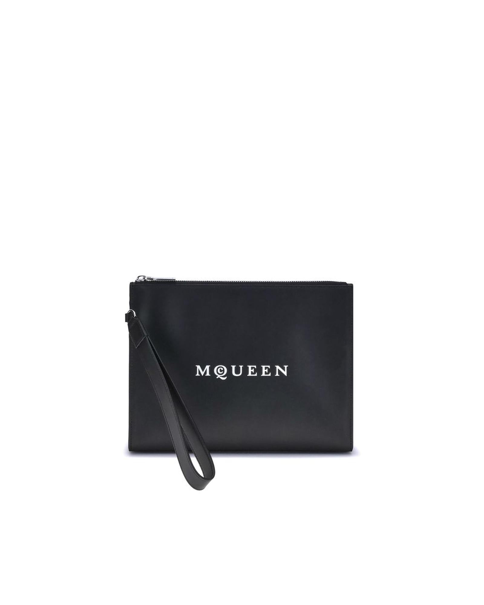 Alexander McQueen Clutch Logo Print Wristlet Men Black Wallets