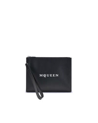 Alexander McQueen Clutch Logo Print Wristlet Men Black Wallets