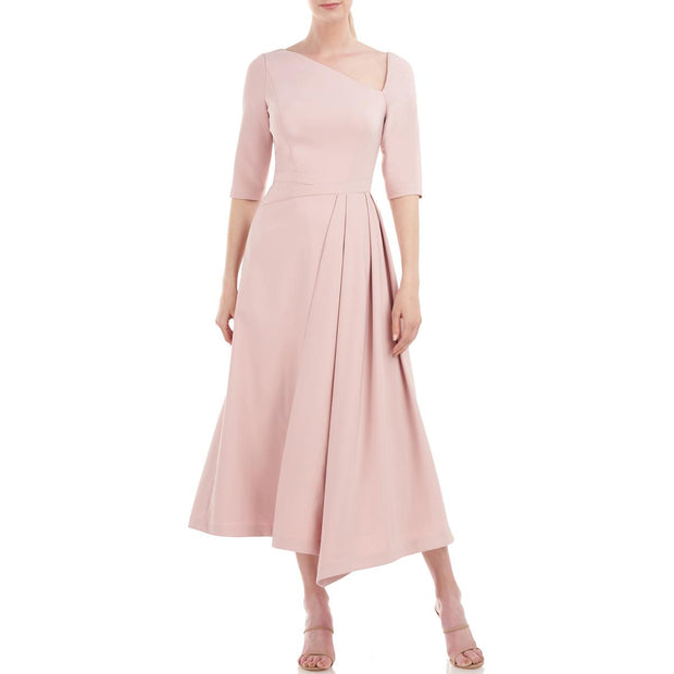 Womens Pleated Midi Cocktail and Party Dress