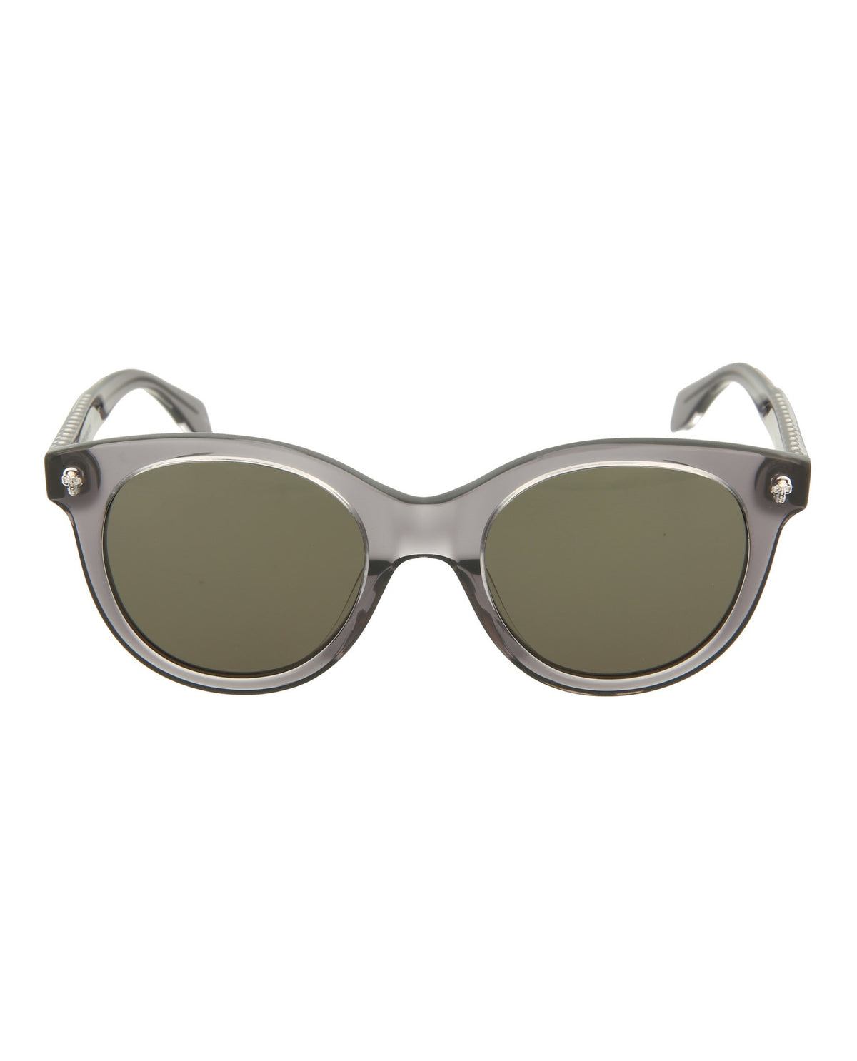 Alexander McQueen Womens Round/Oval Grey Grey Green Fashion Designer Eyewear