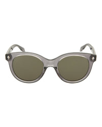 Alexander McQueen Womens Round/Oval Grey Grey Green Fashion Designer Eyewear