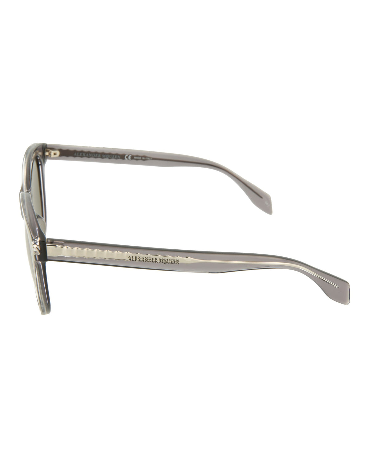 Alexander McQueen Womens Round/Oval Grey Grey Green Fashion Designer Eyewear