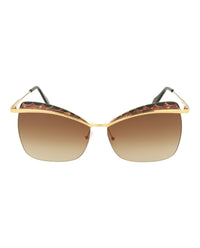 Alexander McQueen Womens Cat Eye Gold Gold Brown Fashion Designer Eyewear