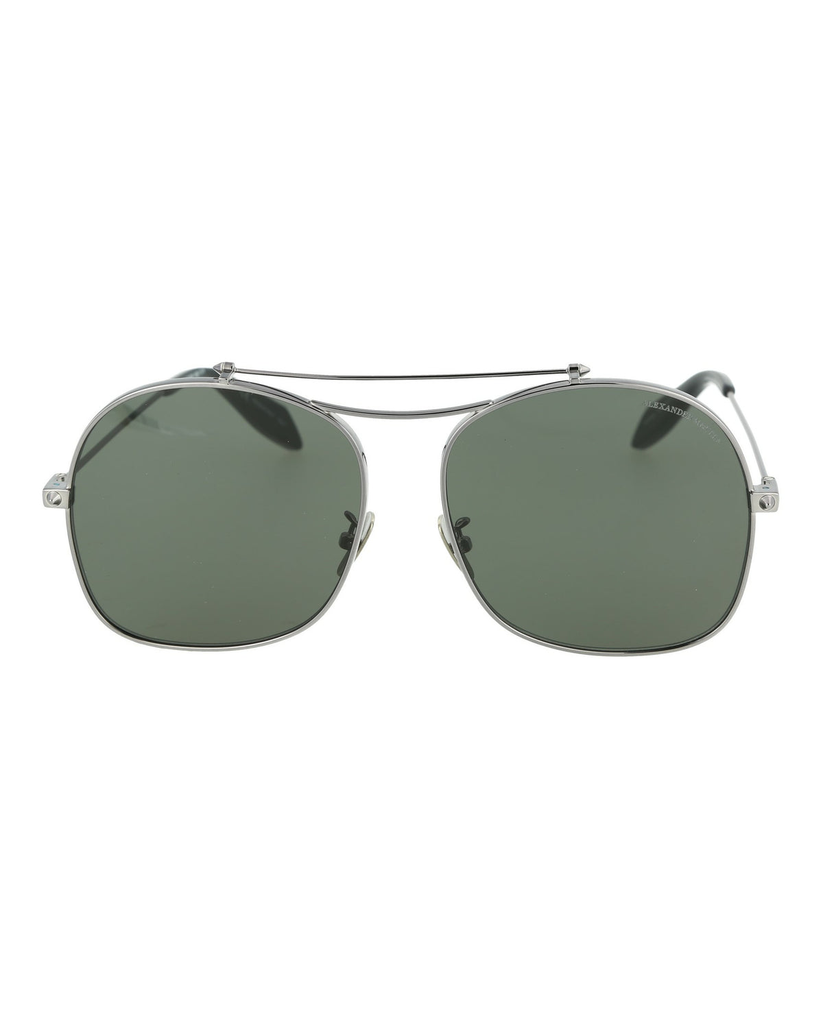 Alexander McQueen Unisex Aviator Ruthenium Ruthenium Grey Fashion Designer Eyewear