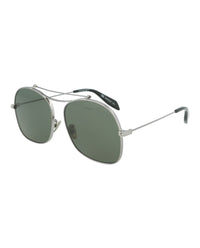 Alexander McQueen Unisex Aviator Ruthenium Ruthenium Grey Fashion Designer Eyewear