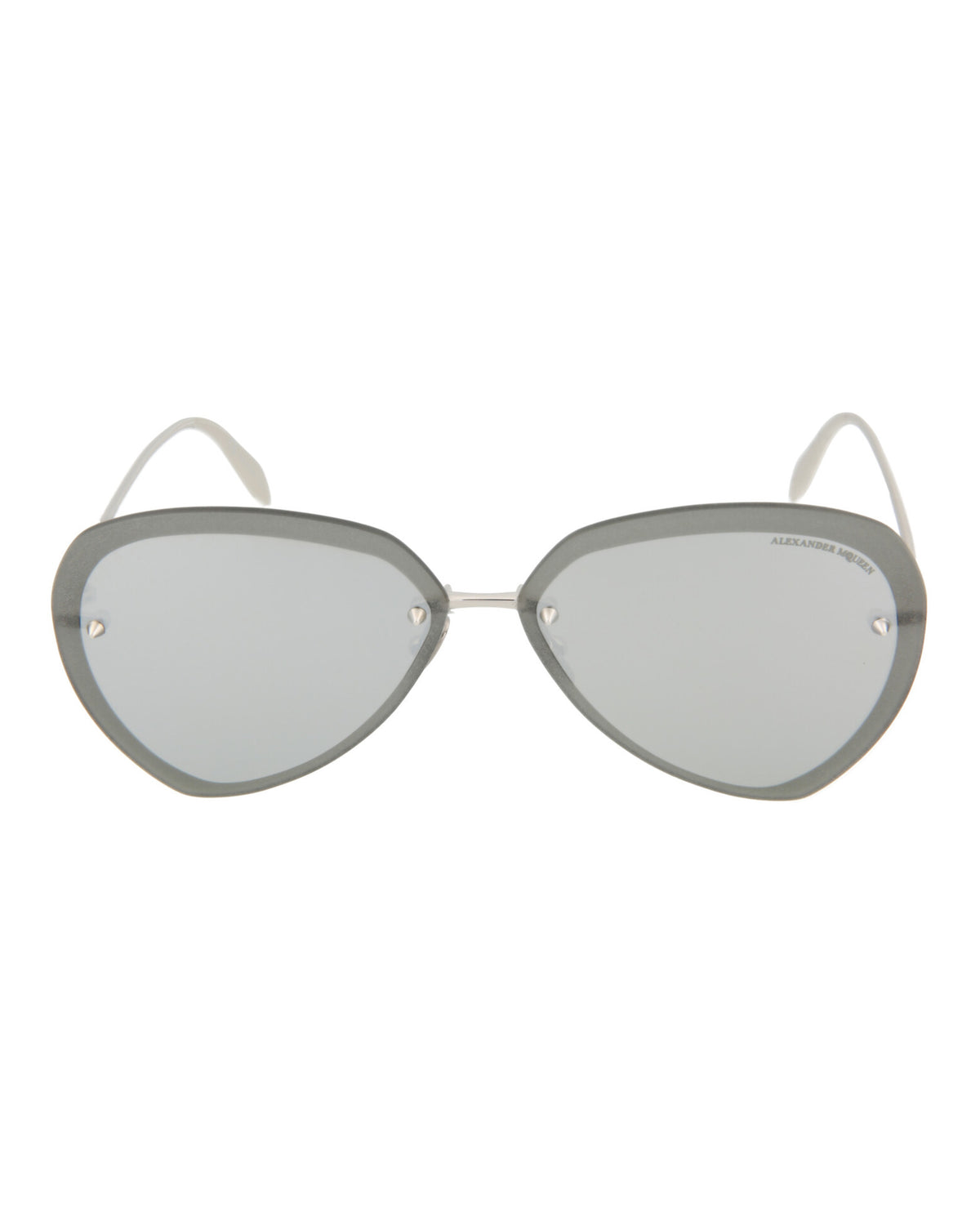 Alexander McQueen Mens Aviator Silver Silver Silver Fashion Designer Eyewear