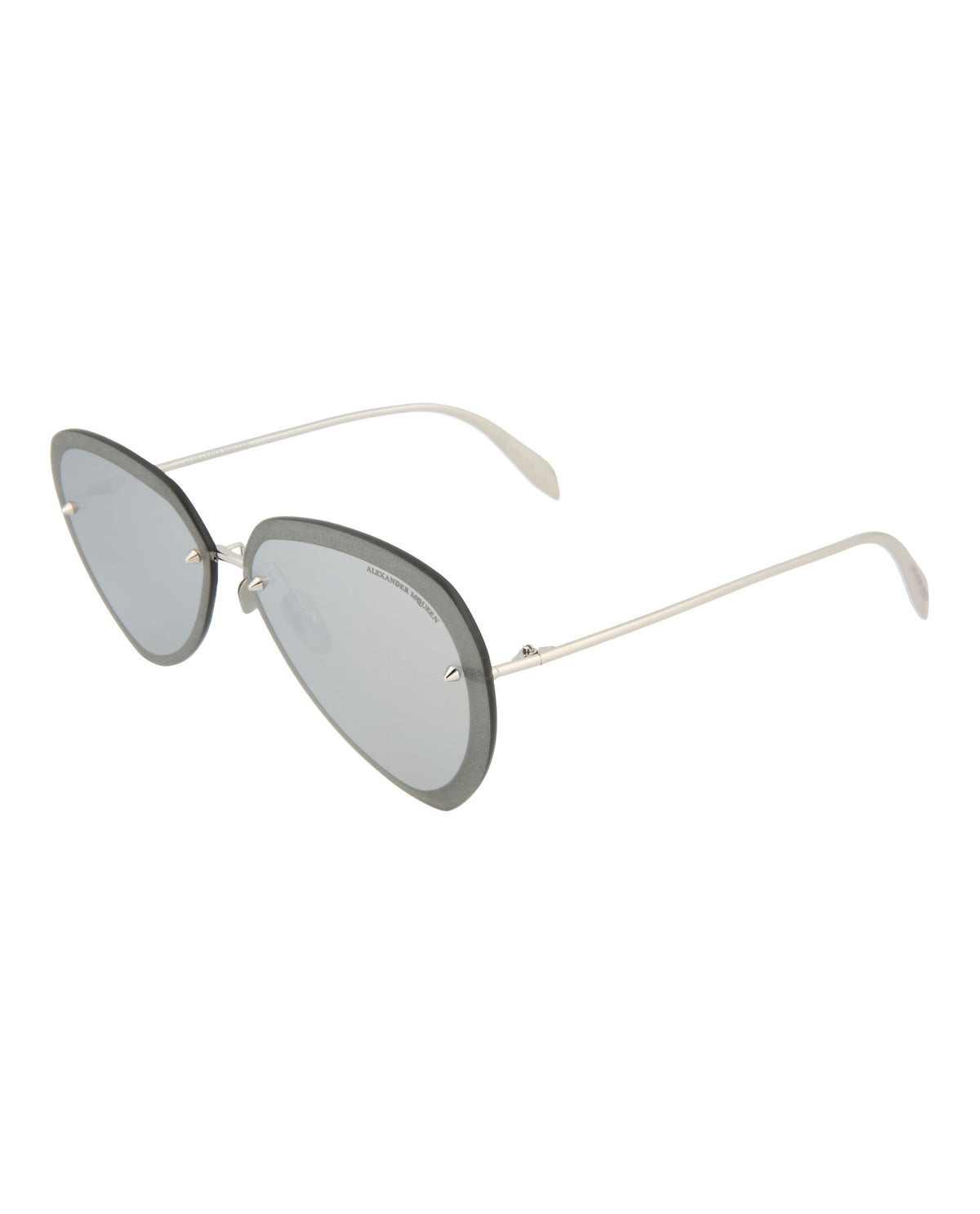 Alexander McQueen Mens Aviator Silver Silver Silver Fashion Designer Eyewear