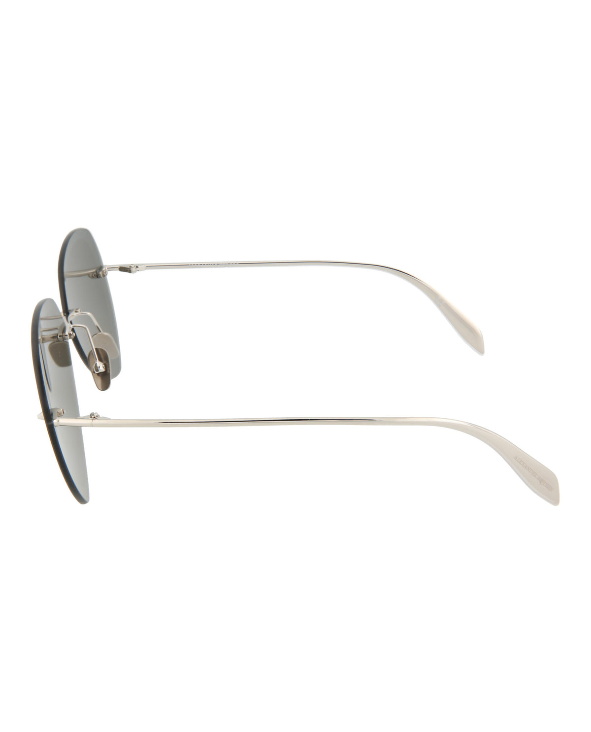 Alexander McQueen Mens Aviator Silver Silver Silver Fashion Designer Eyewear