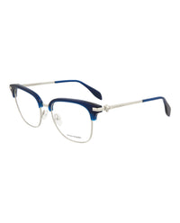 Alexander McQueen Mens Round/Oval Silver Silver Transparent Fashion Designer Eyewear