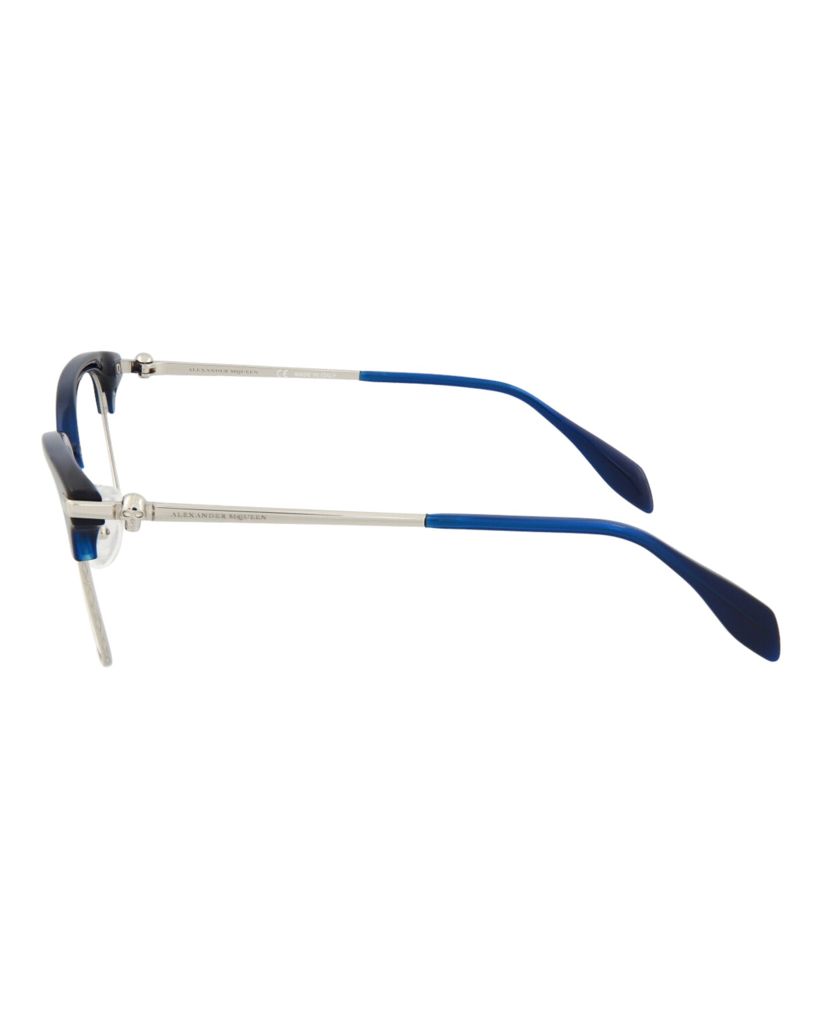 Alexander McQueen Mens Round/Oval Silver Silver Transparent Fashion Designer Eyewear