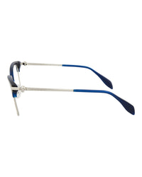 Alexander McQueen Mens Round/Oval Silver Silver Transparent Fashion Designer Eyewear
